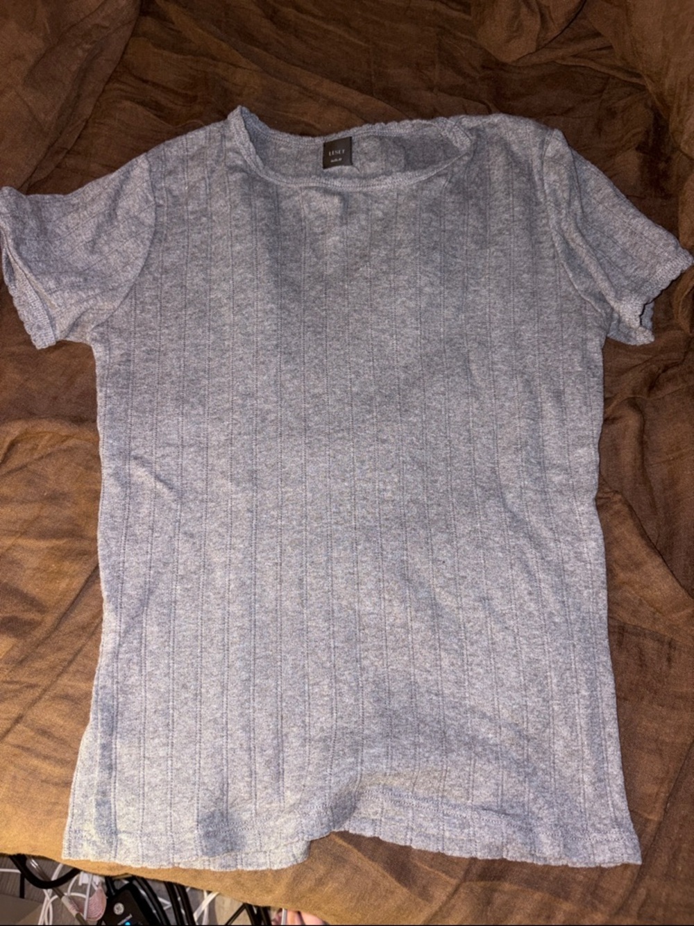 LESET Heathered Grey Short Sleeve Ribbed Tee